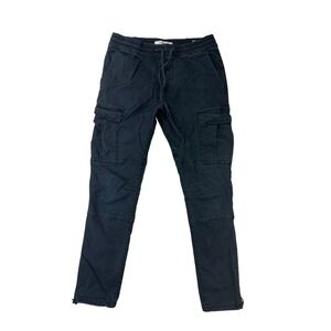 PacSun Cargo Pants Mens Slim M‎ Black Jogger Utility Pockets Cotton Spandex
